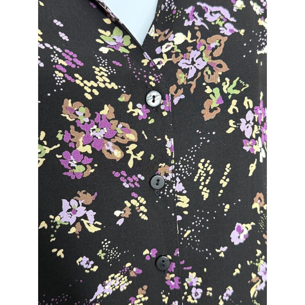 Covington Full Button Front Blouse Dark Floral Plus Sz 20-22W‎ Feminine Romantic - Picture 6 of 10